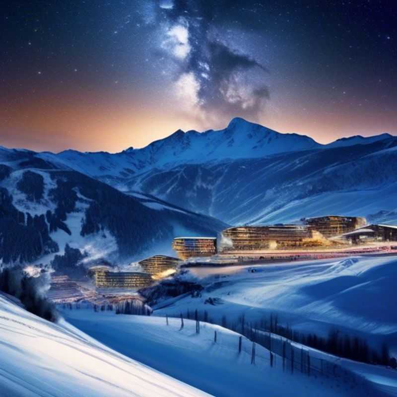 Família com crianças se divertindo nas pistas de esqui em Sestriere, Itália, durante suas férias de duas semanas na temporada de esqui, com um foco em turismo ecológico.