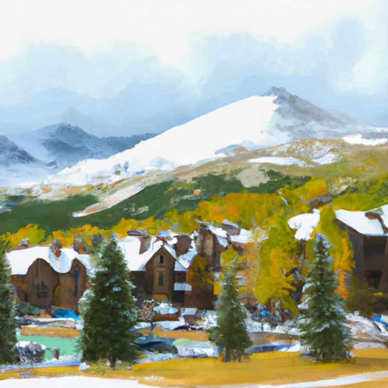 Six friends adorned in ski gear, their faces flushed with excitement, pause for a photo against the backdrop of Breckenridge's majestic snow-capped peaks, embarking on a 24-hour ski adventure in this enchanting winter wonderland.