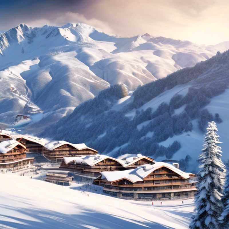 Four friends savoring gourmet delights at a cozy mountainside chalet in Méribel, France, amidst a stunning backdrop of snow-capped peaks during their 4-day skiing vacation.
