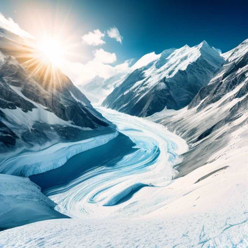 Le glacier de Pitztal, Autriche, scintillant sous un ciel d'hiver.