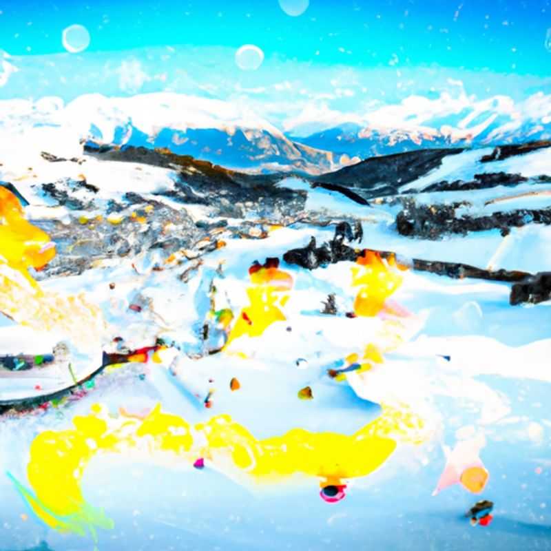 A group of six skiers gliding down the pristine slopes of Courchevel, France, surrounded by breathtaking Alpine scenery, during their three-week ski adventure.