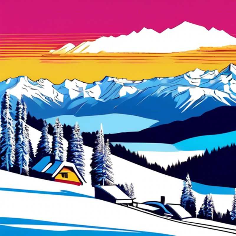 A solo luxury traveler gracefully skiing down the pristine slopes of Crans-Montana, Switzerland, surrounded by breathtaking alpine scenery during a two-week ski season getaway.