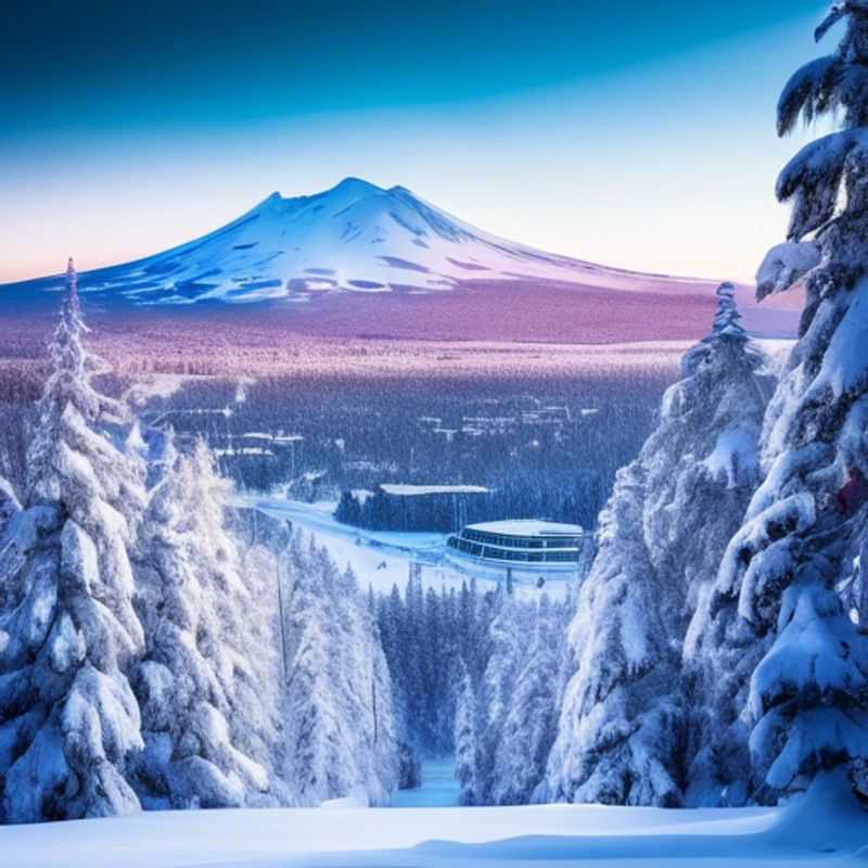 Viajero solitario disfrutando de una emocionante aventura de esquí en Mt. Bachelor, EE. UU., durante su escapada de 4 días en plena temporada de esquí.