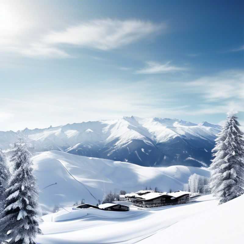 Un voyageur solitaire profitant des magnifiques pistes enneigées de Laax, en Suisse, lors de vacances de ski de 4 jours pendant la saison de ski, avec des montagnes majestueuses en toile de fond.