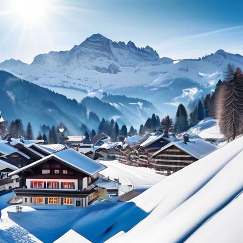 Cuatro amigos disfrutando de una emocionante aventura de esquí en Gstaad Mountain Rides, Suiza, durante su viaje de 3 días en plena temporada de esquí.