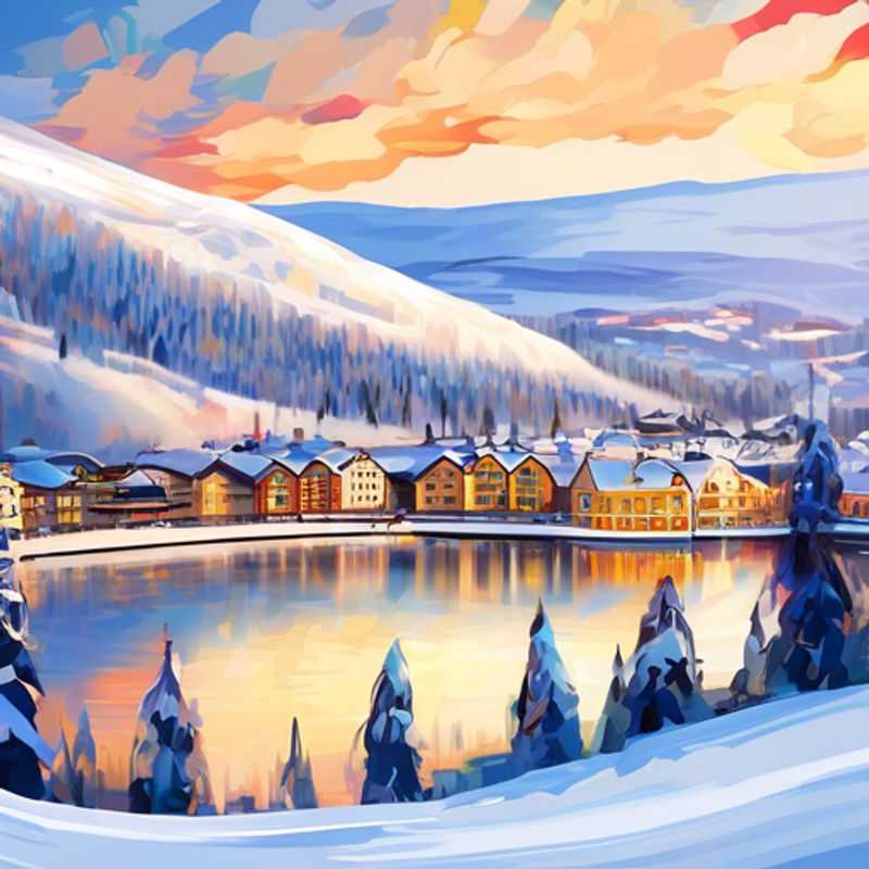 A family with children joyfully skiing down the picturesque slopes of Lillehammer, Norway, surrounded by stunning winter landscapes during their 24-hour ski vacation.