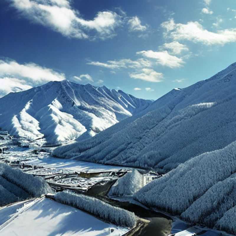 La vallée de Hakuba au Japon, baignée de soleil printanier.