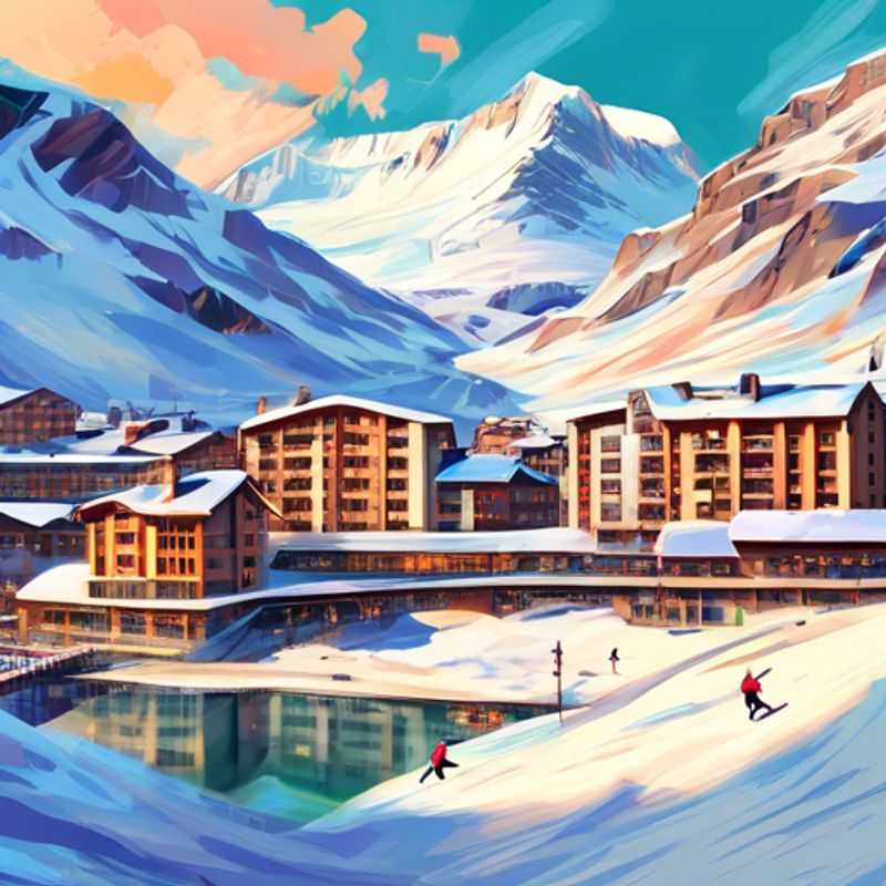 Cuatro jóvenes viajeros de año sabático disfrutando de las pistas nevadas de Tignes, Francia, en su breve pero intensa escapada de esquí.
