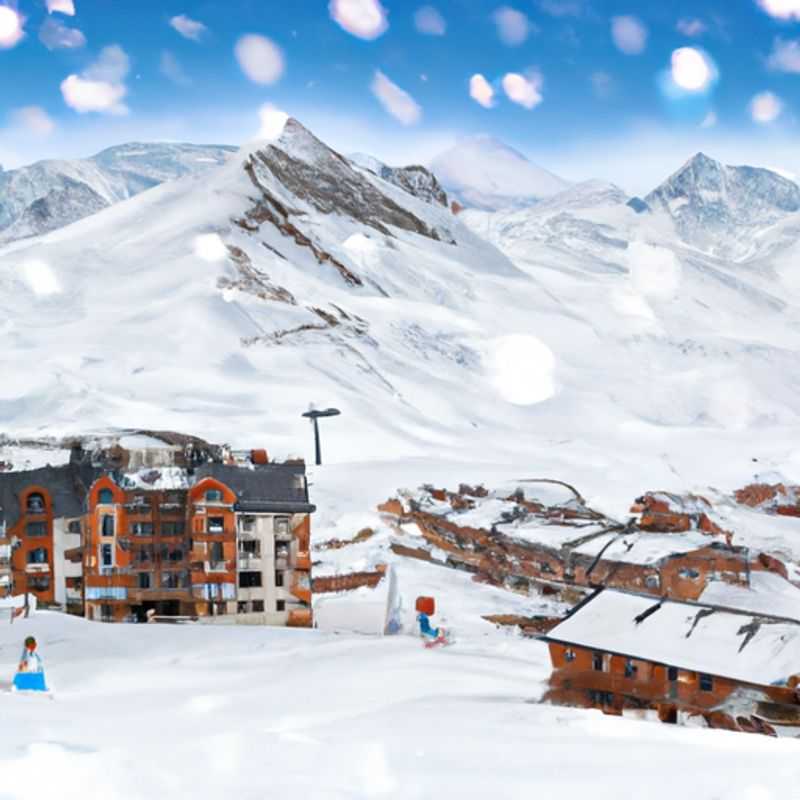 Un esquiador solitario desciende por las laderas nevadas de Les Menuires, Francia, en un viaje de esquí de 5 días durante la temporada alta.
