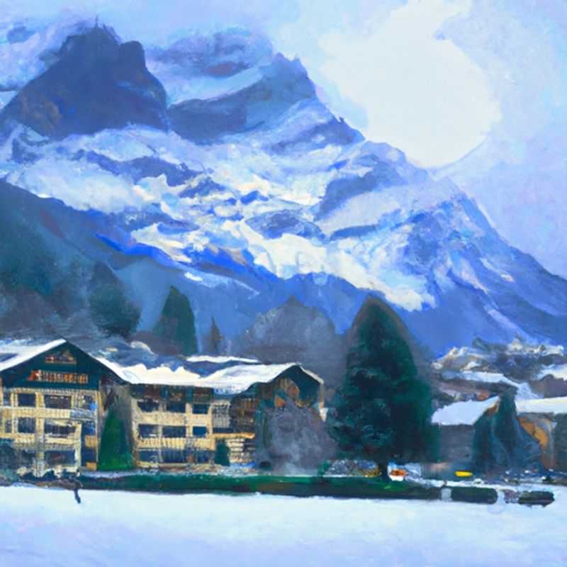 A lone skier glides down a pristine slope against the breathtaking backdrop of Engelberg, Switzerland, a skier's paradise nestled amidst the Swiss Alps, during their invigorating 2&#45;week ski vacation.
