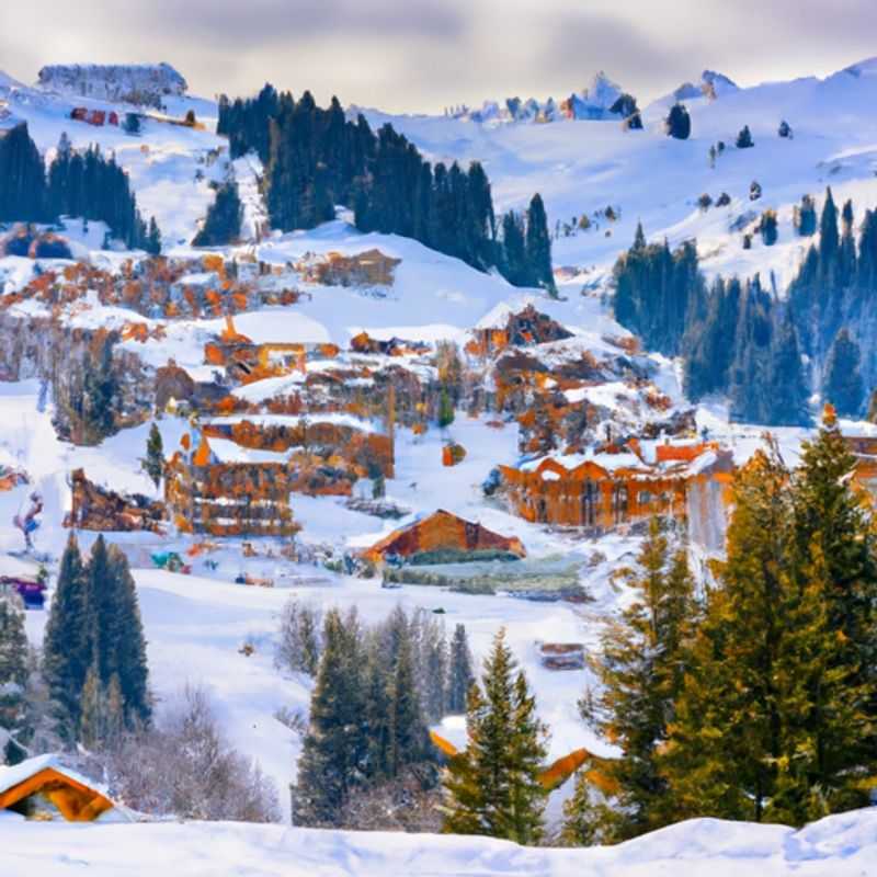 A solitary skier glides effortlessly down the pristine slopes of Meribel, France, surrounded by breathtaking alpine scenery. This image captures the serene beauty and exhilaration of a 5&#45;day solo skiing adventure during peak season.