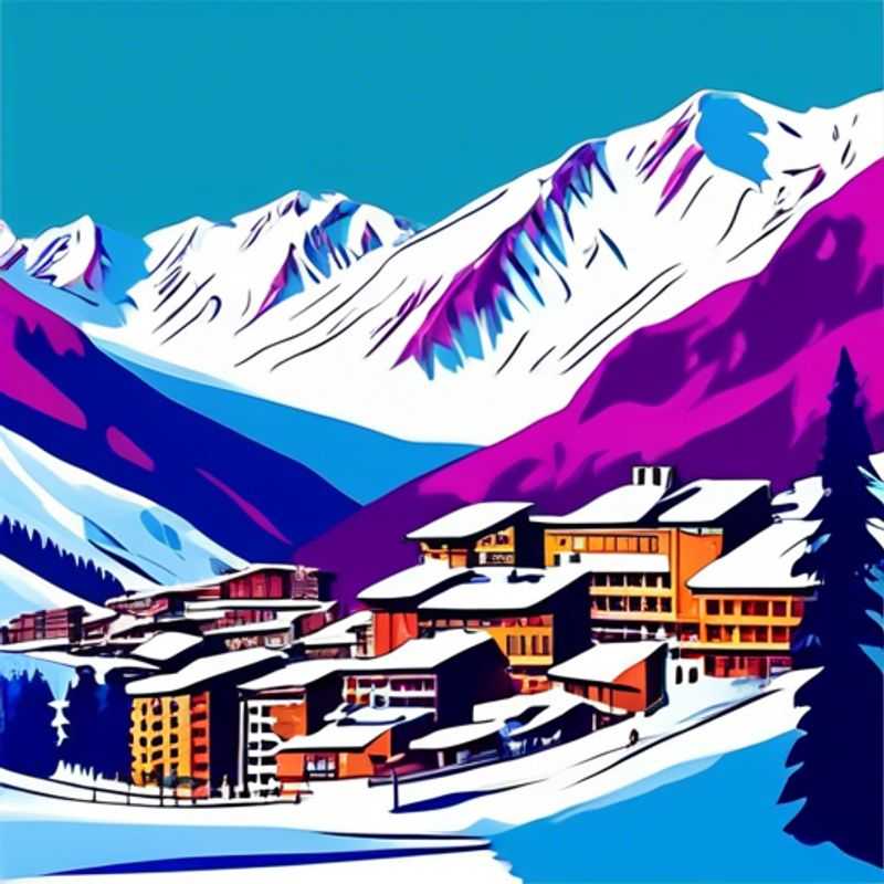 Un viajero solitario disfrutando de las impresionantes vistas de La Plagne, Francia, durante unas vacaciones de esquí de 3 días, capturando momentos en la temporada de esquí como el Viajero de Redes Sociales.