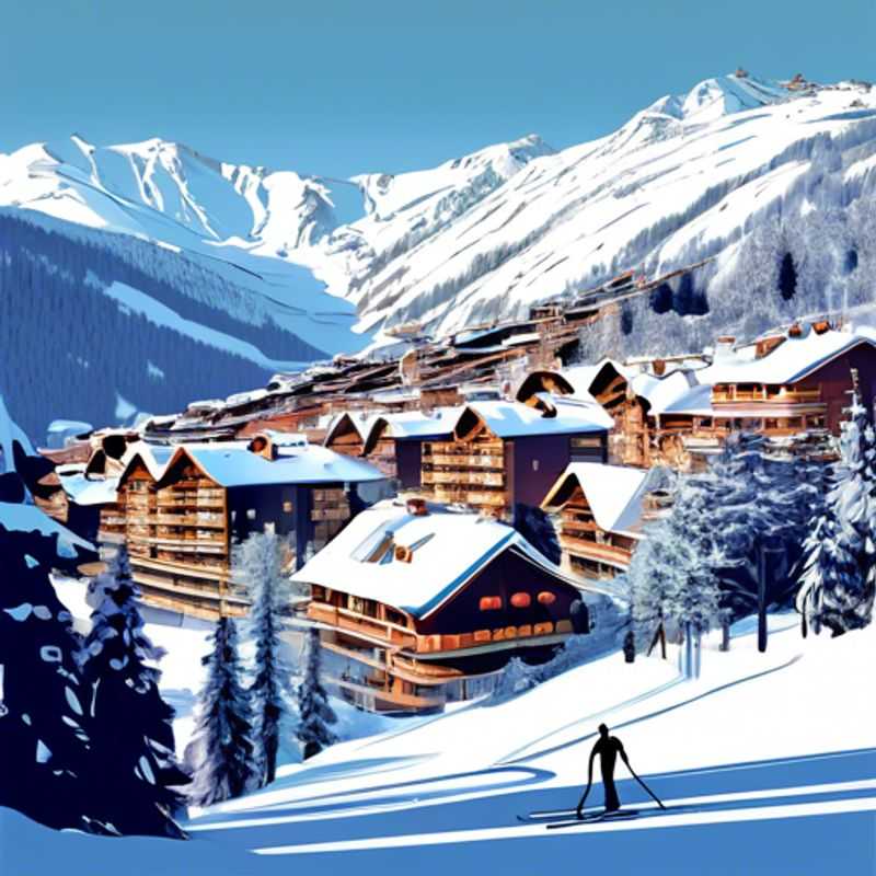 Four friends savoring gourmet delights at a cozy mountainside chalet in Méribel, France, amidst a stunning backdrop of snow-capped peaks during their 4-day skiing vacation.