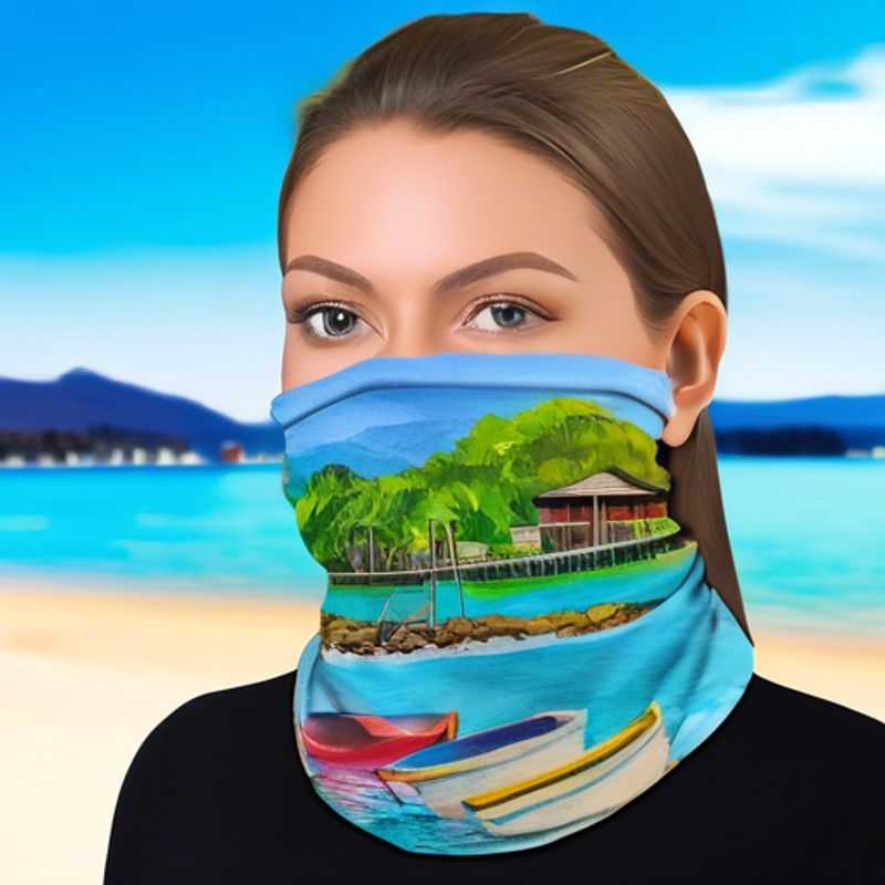 A close-up of a neck gaiter or balaclava, showcasing its versatility and potential uses.
