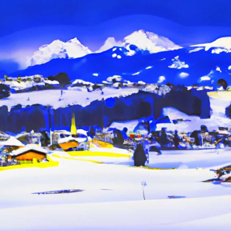 Four skiers bask in the exhilarating embrace of Kitzbühel, Austria's legendary slopes, their skis carving graceful arcs against the backdrop of majestic snow-capped peaks during their unforgettable 2-week ski vacation.