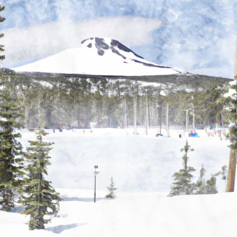 A solitary figure glides down the pristine slopes of Mt. Bachelor, USA, surrounded by breathtaking snow-capped peaks, enjoying a thrilling 24&#45;hour ski adventure amidst the breathtaking beauty of the Cascade Mountains.