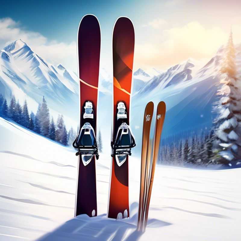 A pair of sleek, shiny skis ready for a day on the slopes.