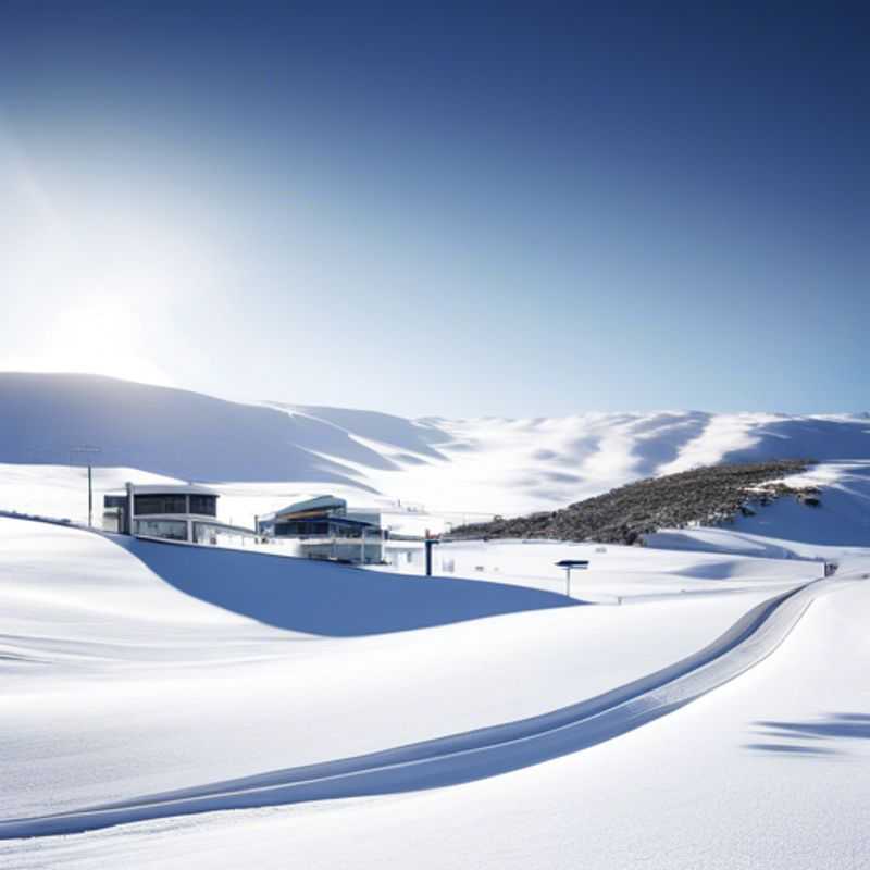 Four adventurous friends carving through fresh powder on the stunning slopes of Falls Creek, Australia, during their whirlwind 24-hour skiing vacation in ski season.