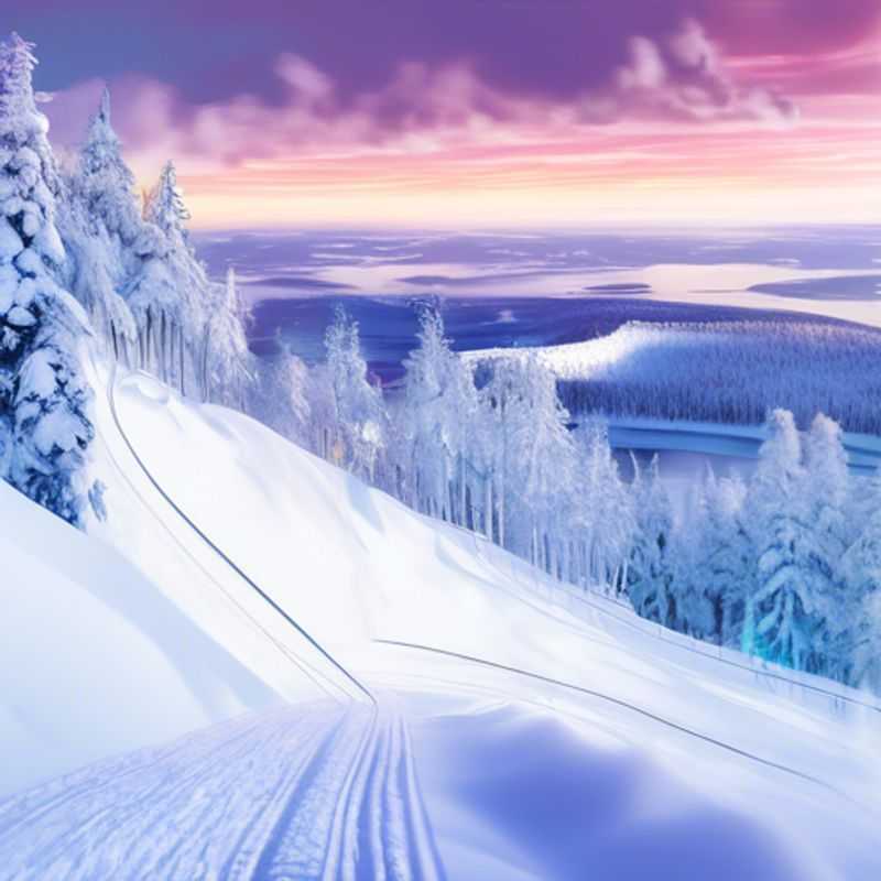 Una pareja disfrutando de unas vacaciones de esquí en Ruka, Finlandia, rodeada de paisajes nevados y emocionantes actividades invernales durante su viaje de dos semanas en plena temporada de esquí.