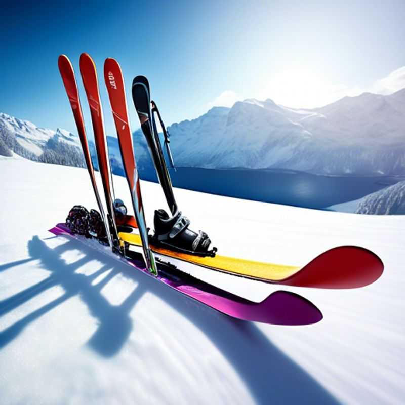 A pair of sleek, shiny skis ready for a day on the slopes.