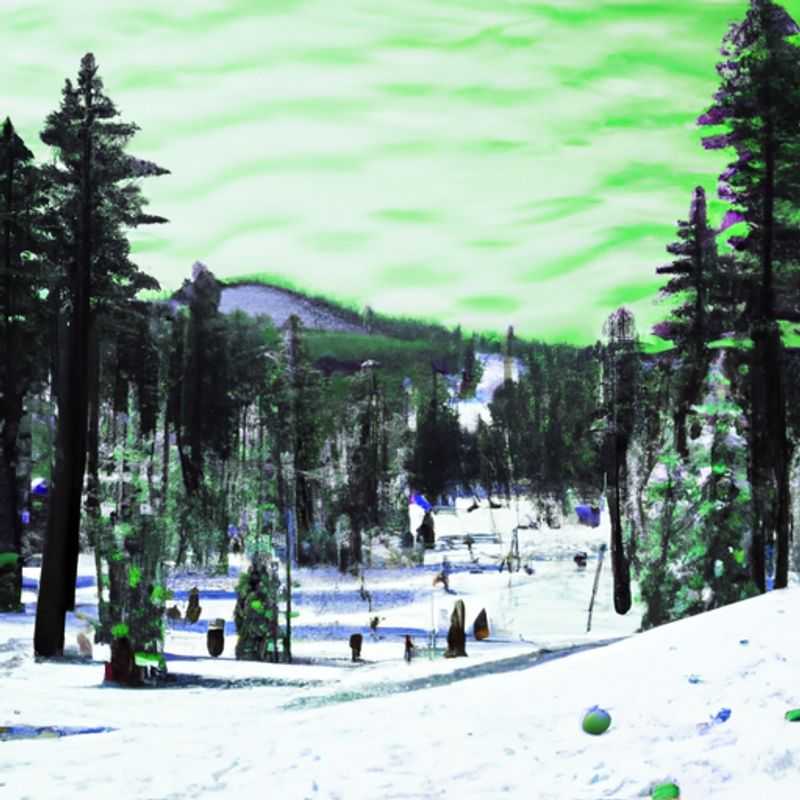 Six avid skiers enjoying the pristine slopes of Northstar California, USA, enveloped in the exhilaration of a two-week ski vacation amidst the majestic Sierra Nevada mountains during peak ski season.